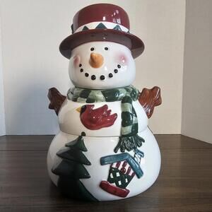 Stackable Christmas Snowman Atico Hand Painted Bowls or Candy/treats Containers